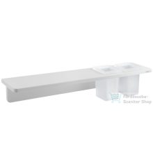   Sapho ABELINE rockstone polc, 2 furattal, 2 pohárral, 500x12x100mm, matt fehér (AE502-0101-01)