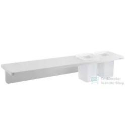   Sapho ABELINE rockstone polc, 2 furattal, 2 pohárral, 500x12x100mm, matt fehér (AE502-0101-01)