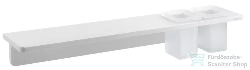 Sapho ABELINE rockstone polc, 2 furattal, 2 pohárral, 600x12x100mm, matt fehér (AE602-0101-01)