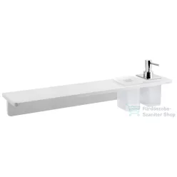   Sapho ABELINE rockstone polc, 2 furattal, 1 pohárral, 1 szappanadagolóval, 600x12x100mm, matt fehér (AE602-0101-02)