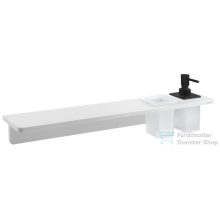   Sapho ABELINE rockstone polc, 2 furattal, 1 pohárral, 1 szappanadagolóval, 600x12x100mm, matt fehér/fekete (AE602-0101-03)