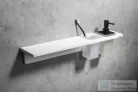 Sapho ABELINE rockstone polc, 2 furattal, 1 pohárral, 1 szappanadagolóval, 600x12x100mm, matt fehér/fekete (AE602-0101-03)