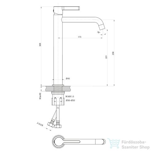 Sapho ICONIC magasított mosdócsaptelep,gun metal (AF006GM)