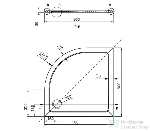 Sapho GELCO SIGMA íves zuhanykabin, dupla eltolható ajtó, TECMI zuhanytálcával, 90x90cm, transzparent üveg (AG4290)
