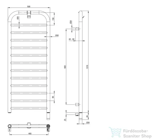 Deante SILIA fürdőszobai radiátor, elektromos 1210x500 mm, matt arany AGI_RG41E