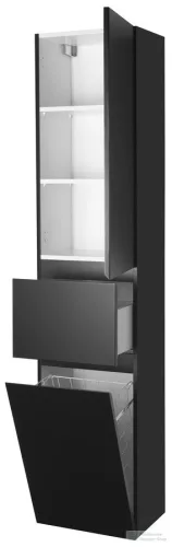 AQUALINE ALTAIR állószekrény, jobbos 40x184x31cm, matt fekete (AI685R)