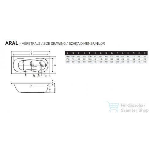 Wellis Aral 170x75 egyenes akril kád AK00542