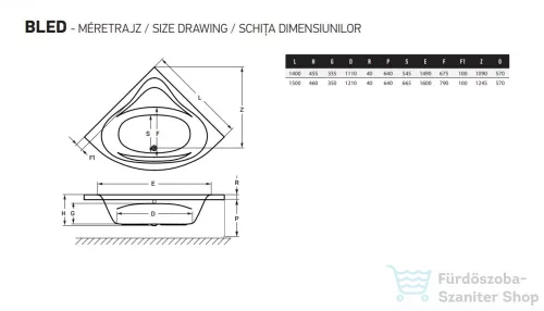 Wellis Bled 140x140 akril sarokkád AK00549