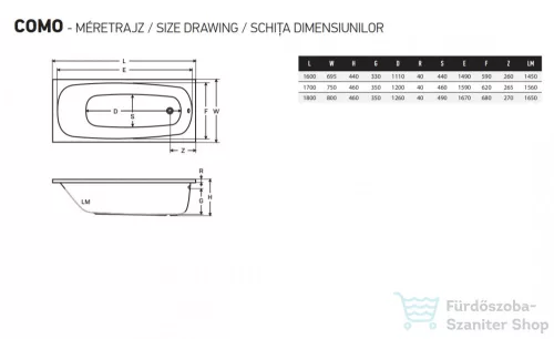Wellis Como 170x75 egyenes akril kád AK00558