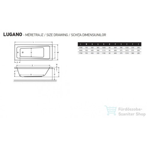 Wellis Lugano 170x70 egyenes akril kád AK00579