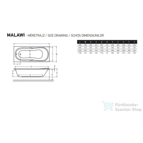 Wellis Malawi 150x70 egyenes akril kád AK00585