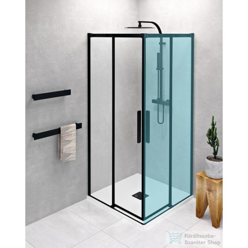 Sapho POLYSAN ALTIS LINE zuhanyajtó, 1000mm, matt fekete, transzparent üveg (AL1512B)