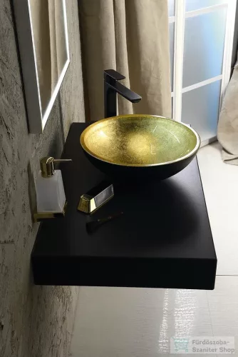 Sapho MURANO BLACK-GOLD üvegmosdó 40x14cm, arany/fekete AL5318-77
