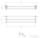 Omnires ART LINE 65 cm-es dupla törölközőtartó, szálcsiszolt antik réz AL53226ORB