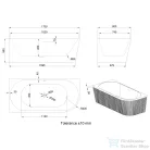 Invena GLAMOUR struktúrált 170x80 falhoz illeszthető szabadon álló kád, fehér, balos AN-02-12L-M