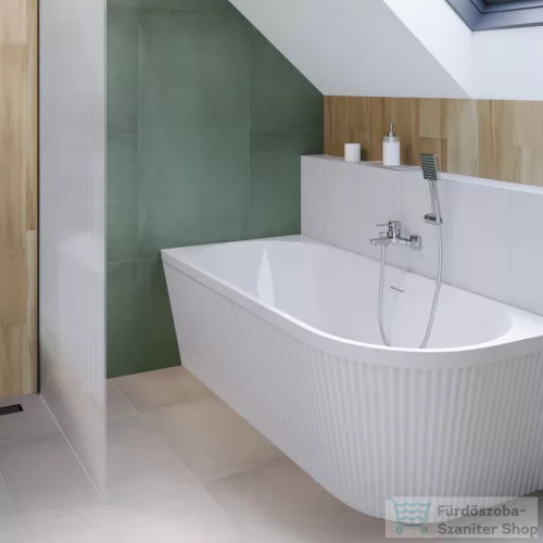 Invena GLAMOUR struktúrált 170x80 falhoz illeszthető szabadon álló kád, fehér, balos AN-02-12L-M