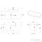 Invena ASTRI 150x73 cm szabadon álló kád, fehér AN-03-150-F