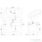 Invena ASTRI 150x75 cm falhoz illeszthető szabadon álló kád, fehér, balos AN-03-15L-F