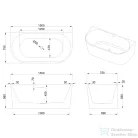 Invena ASTRI 150x75 cm falhoz illeszthető szabadon álló kád, fehér AN-03-15U-F