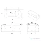 Invena ASTRI 160x75 cm falhoz illeszthető szabadon álló kád, fehér, jobbos AN-03-16P-F