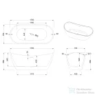 Invena ASTRI 170x75 cm szabadon álló kád, fehér AN-03-170-F