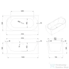 Invena ASTRI 170x80 cm falhoz illeszthető szabadon álló kád, fehér, balos AN-03-17L-F