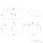 Invena ASTRI 170x80 cm falhoz illeszthető szabadon álló kád, fehér AN-03-17U-F