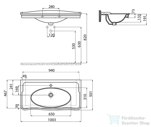 Sapho ANTIK kerámiamosdó 100x50 cm  AN100