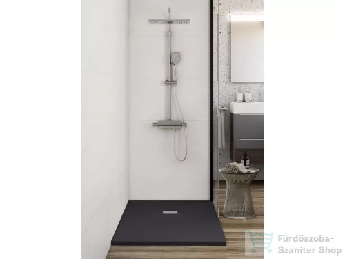 Roca Terran Stonex 100x80 cm-es zuhanytálca lefolyóval,Fekete AP1013E832001400