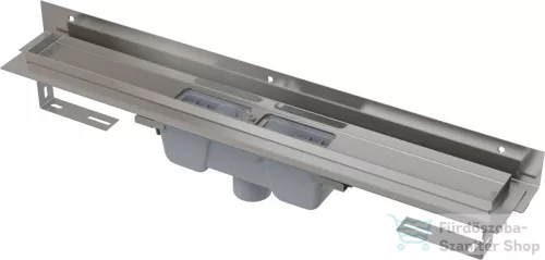 Alcaplast APZ1004 Flexible Zuhanyfolyóka falhoz beállítható szigetelési gallérral, peremmel perforált rácsokhoz, függőleges lefolyóval, 1150 mm, APZ1004-1150