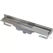   Alcaplast APZ1004 Flexible Zuhanyfolyóka falhoz beállítható szigetelési gallérral, peremmel perforált rácsokhoz, függőleges lefolyóval, 950 mm, APZ1004-950