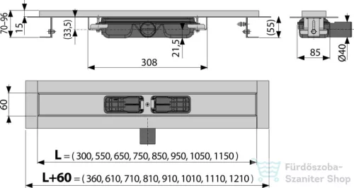 Alcaplast APZ101 Low zuhanyfolyóka peremmel perforált rácsokhoz, 750 mm APZ101-750