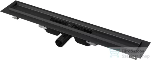 Alcaplast APZ101BLACK Low zuhanyfolyóka peremmel perforált rácsokhoz, 1050 mm, fekete-matt APZ101BLACK-1050