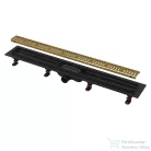 Alcaplast APZ10 Simple műanyag zuhanyfolyóka, peremmel perforált rácsokhoz, 550 mm, fekete-sárgaréz APZ10BLACK-550BRASS