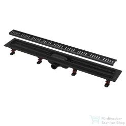   Alcaplast APZ10 Simple műanyag zuhanyfolyóka, peremmel perforált rácsokhoz, 650 mm, fekete-matt APZ10BLACK-650M