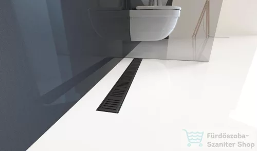 Alcaplast APZ10 Simple műanyag zuhanyfolyóka, peremmel perforált rácsokhoz, 950 mm, fekete-matt APZ10BLACK-950M