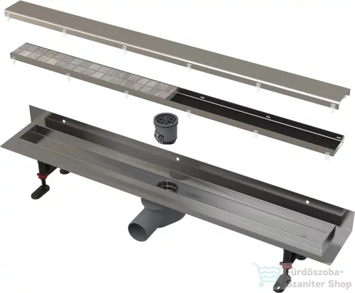 Alcaplast APZ23 Fit and Go Wall zuhanyfolyóka peremmel kétoldalú rácsokhoz, függőleges gallérral falhoz építéshez, 950 mm, APZ23-DOUBLE9-950