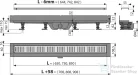 Alcaplast APZ30 Wall műanyag zuhanyfolyóka peremmel perforált rácsokhoz, függőleges gallérral falhoz építéshez, 650 mm, APZ30-650M