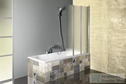 AQUALINE VANDA behajtható kádparaván, behajtható, 100x140cm, 5mm BRICK üveg, króm AQ1140