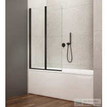   AQUALINE WILA kádparaván, kifelé-befelé nyíjó, 900mm, transzparent üveg, matt fekete profil (AQ5742B)