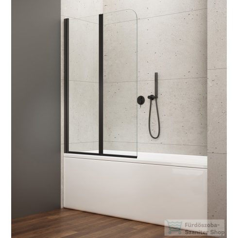 AQUALINE WILA kádparaván, kifelé-befelé nyíjó, 900mm, transzparent üveg, matt fekete profil (AQ5742B)