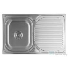   AQUALINE Rozsdamentes mosogatótálca, csaptelep furat nélkül, csepegtető tálcával, 78x18x48cm, inox (AQ7848B)