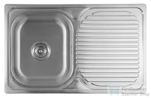 AQUALINE Rozsdamentes mosogatótálca, csaptelep furat nélkül, csepegtető tálcával, 78x18x48cm, inox (AQ7848B)