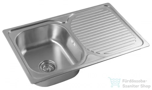 AQUALINE Rozsdamentes mosogatótálca, csaptelep furat nélkül, csepegtető tálcával, 78x18x48cm, inox (AQ7848B)