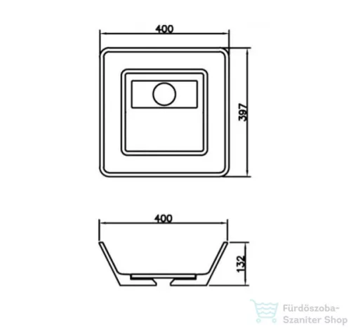 BEMUTATÓTERMI AREZZO design CLEVELAND 40x39,7 pultra ültethető mosdó, solid surface, fehér AR-0021