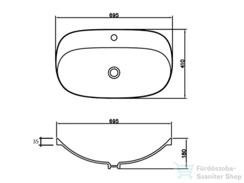 AREZZO design Seattle 69,5x41 beépíthető Solid Surface mosdó AR-0025