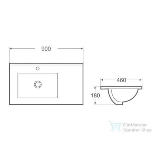 AREZZO design TEXAS 90X46 ASZIMMETRIKUS BEÉPÍTHETŐ MOSDÓ BALOS AR-090B