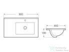 BEMUTATÓTERMI AREZZO design TEXAS 90X46 aszimmetrikus, beépíthető mosdó, jobbos AR-090J