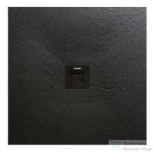   AREZZO design SOLIDSoft zuhanytálca 100x100 cm, FEKETE, színazonos lefolyóval (2 doboz) AR-100100B