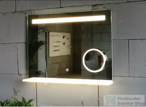 AREZZO design LED TÜKÖR világító polc + hordozható kozmetikai tükör 2 db bluetooth hangszóróval 100X80CM AR-10080KT